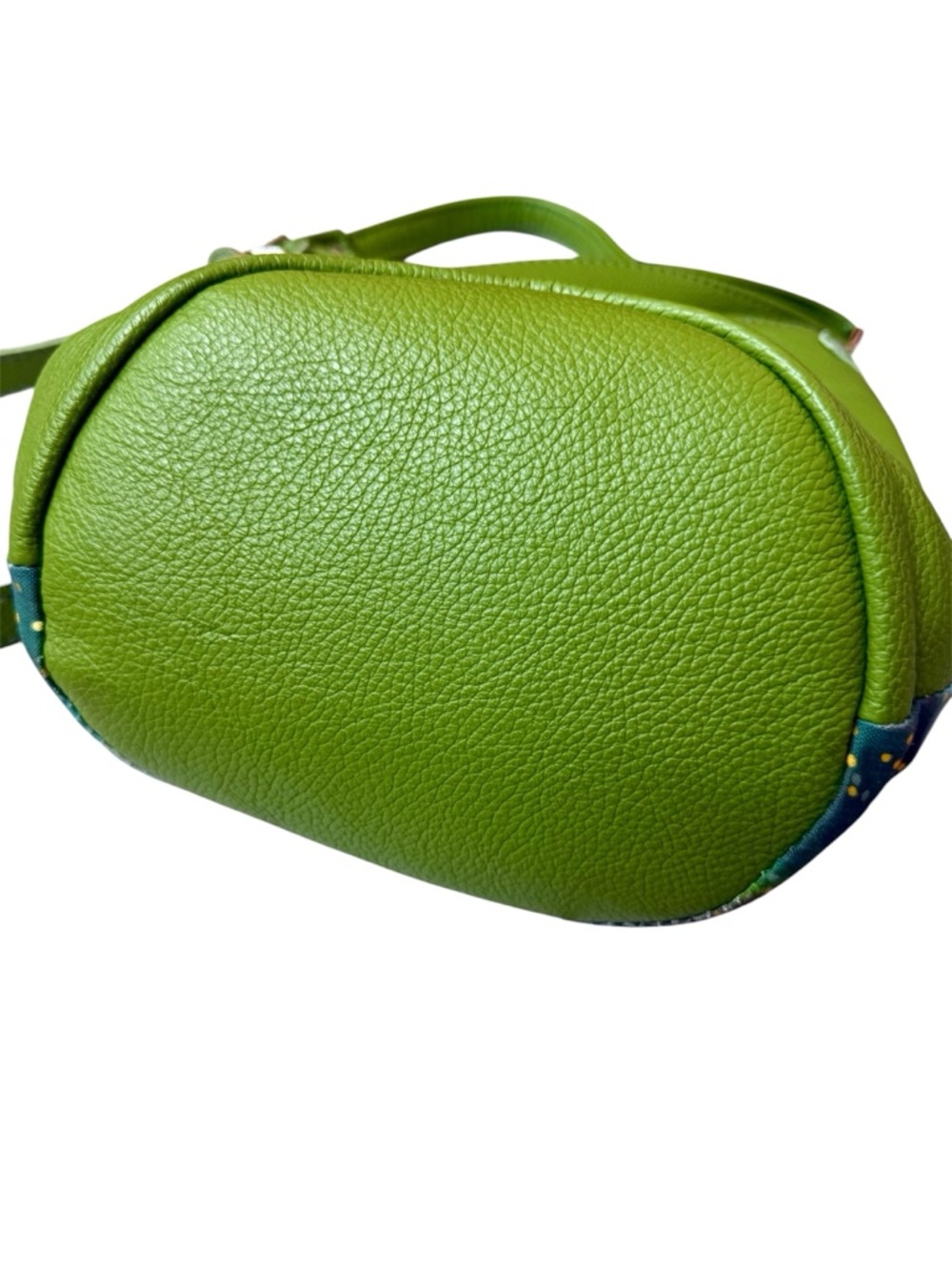 Willow + Luna Green leather fabric bucket bag Mt. Jumbo Alaska NWOT - Picture 5 of 12